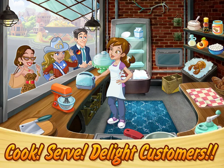 Скачать взлом Kitchen Scramble: Cooking Game (Китчен Скрэмбл)  [МОД Много монет] — полная версия apk на Андроид screen 1