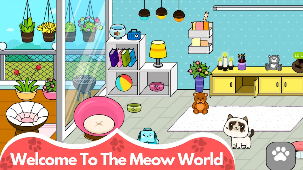 Скачать взломанную My Cat Town — Cute Kitty Games  [МОД Бесконечные деньги] — стабильная версия apk на Андроид screen 1