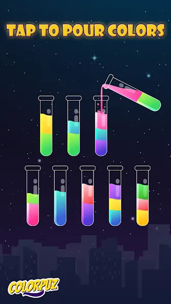 Скачать взлом Colorpuz — Water Sort Puzzle (Колорпаз)  [МОД Бесконечные деньги] — стабильная версия apk на Андроид screen 1