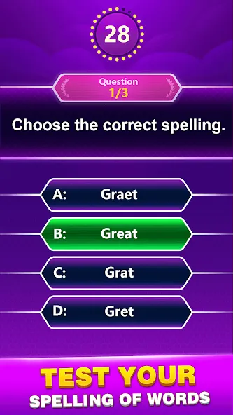 Взломанная Spelling Quiz — Word Trivia (Спеллинг Квиз)  [МОД Unlimited Money] — стабильная версия apk на Андроид screen 1